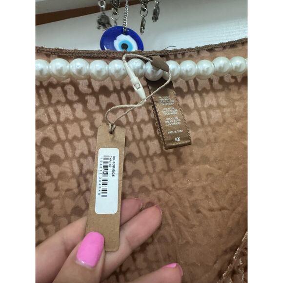 SKIMS Size 4X Velvet Burnout Logo Glove Crop Top Copper BR-TOP-0935 NWT - Picture 9 of 10